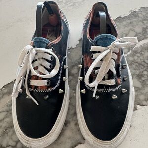 Vans Tartan Daze acid Tie dye Spikes Punk Gothic Leather shoes